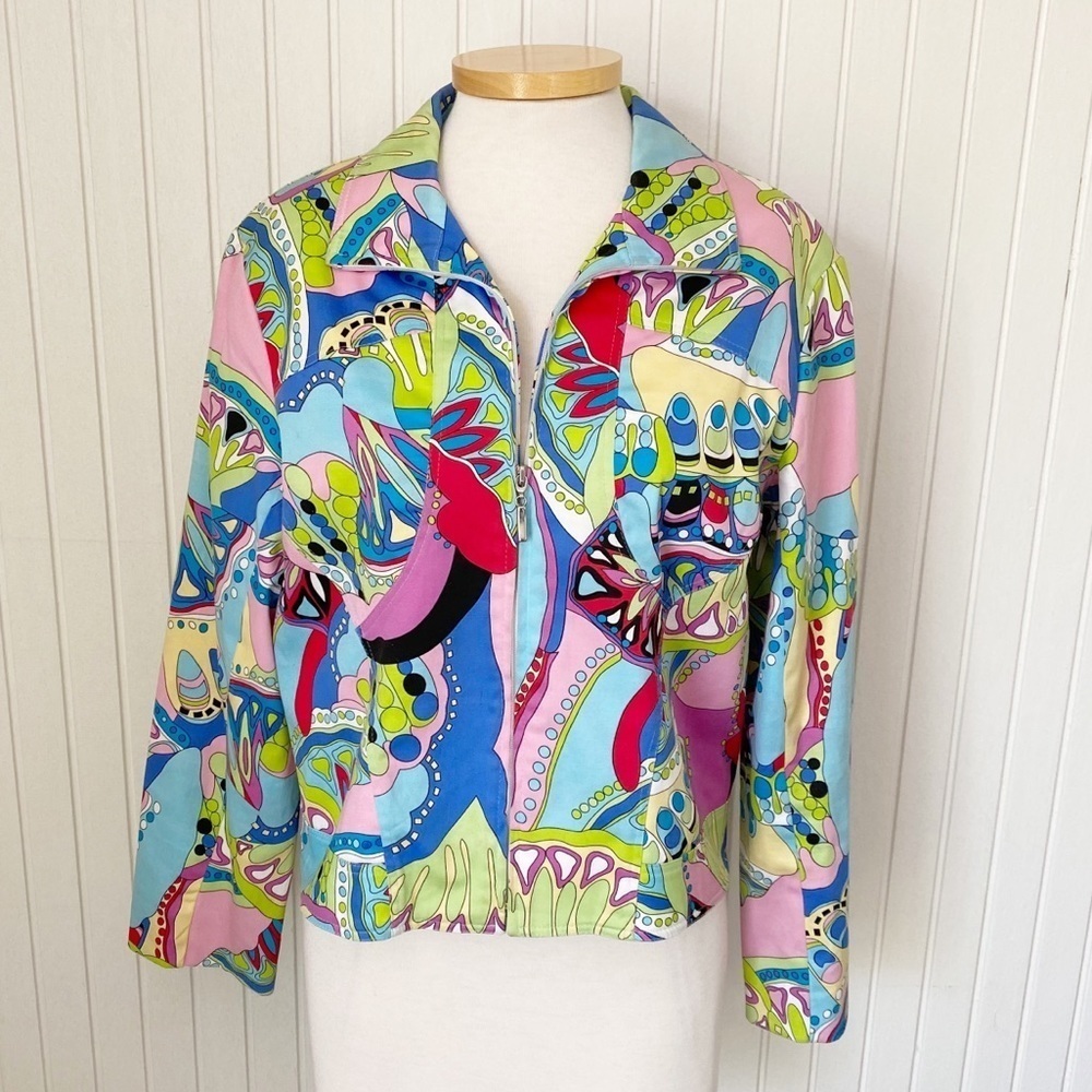 Lauren Max Funky Retro 60s Look Multicolored Jacket Size Large